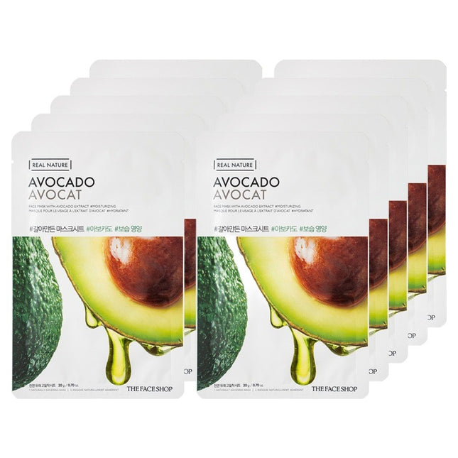 THE FACE SHOP  Real Nature Avocado Face Mask Sheet, 1 Sheet, 1 Set