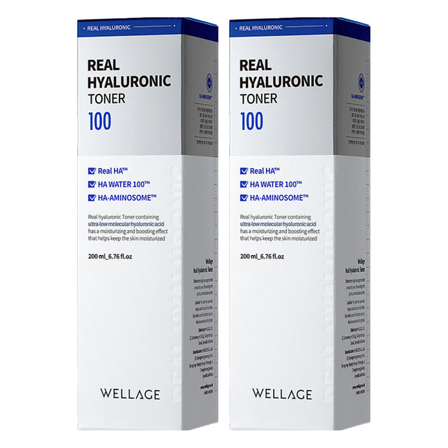 WELLAGE  Real Hyaluronic 100 Toner, 200ml, 2 Count