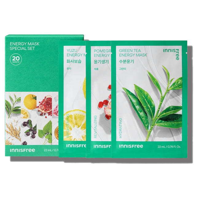 INNISFREE  Energy Mask Special Set 10 Types x 2p, 20 Count, 1 Pack