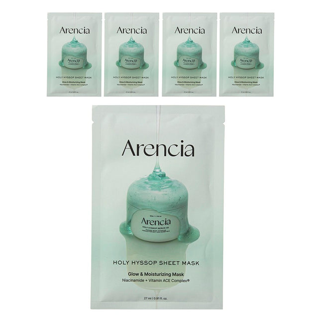 ARENCIA  Holy Hyssop Sheet Mask, 5 Count, 1 Pack