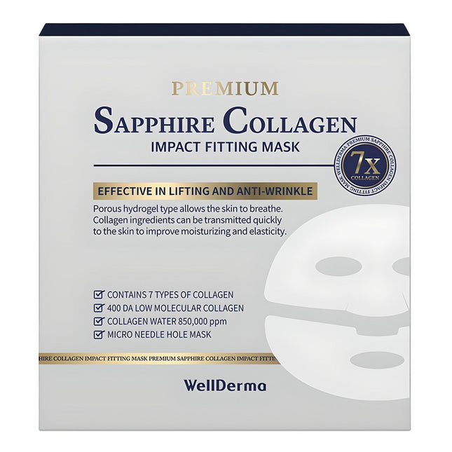 WELLDERMA  Premium Sapphire Collagen Impact Fitting Mask 25g, 4 Count