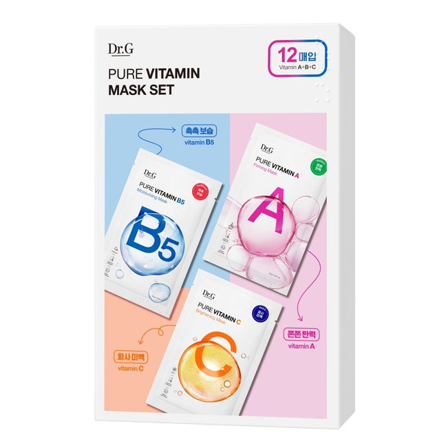 DR.G  Pure Vitamin Mask Set Vitamin A 23g x 4p + Vitamin B5 23g x 4p + Vitamin C 23g x 4p Set, 1 Each