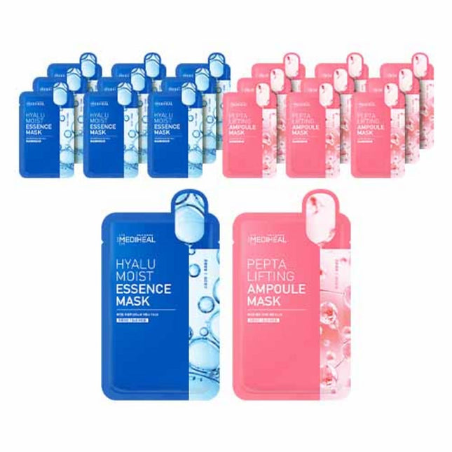 MEDIHEAL  Hyal Moisture Essence Mask + Peptal Lifting Ampoule Mask, 1 Set, 1 Count