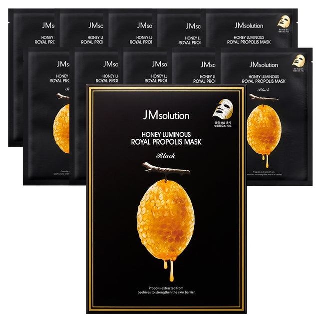 JM SOLUTION  Honey Glow Royal Propolis Mask Pack, 10 Sheets, 1 Pack