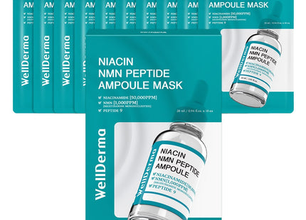 WELLDERMA  Niacin NMN Peptide Ampoule Mask, 10 Sheets, 1 Pack