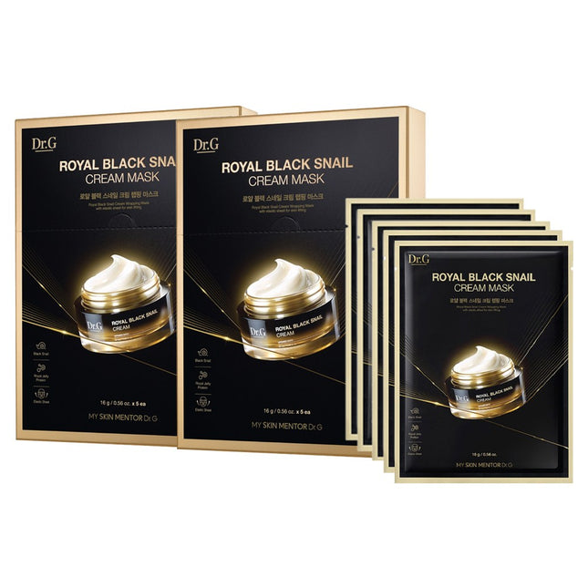 DR.G  Royal Black Snail Cream Mask, 5 Count, 2 Pack