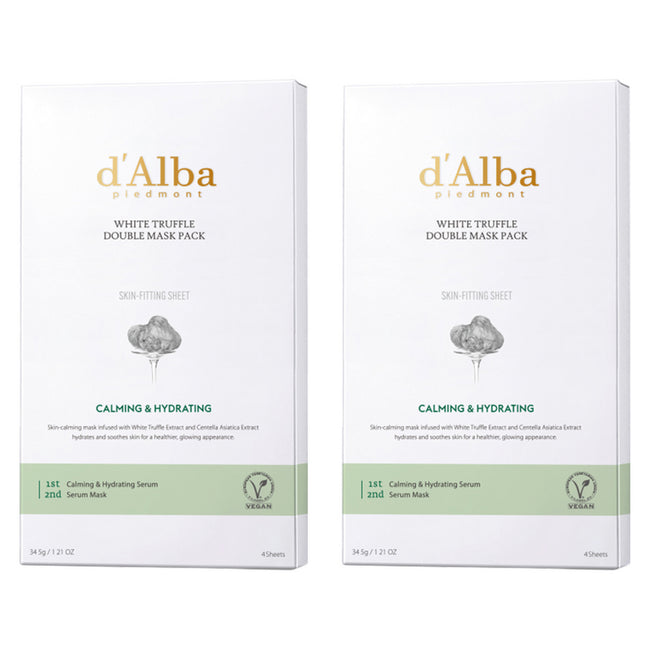 D'ALBA White Truffle Double Mask Pack, 4 Count, Set of 2