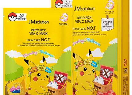 JM SOLUTION Pokemon Deco Pack Vita C Mask Pack + Deco Sticker Random Shipping, 10 Sheets, 1 Pack