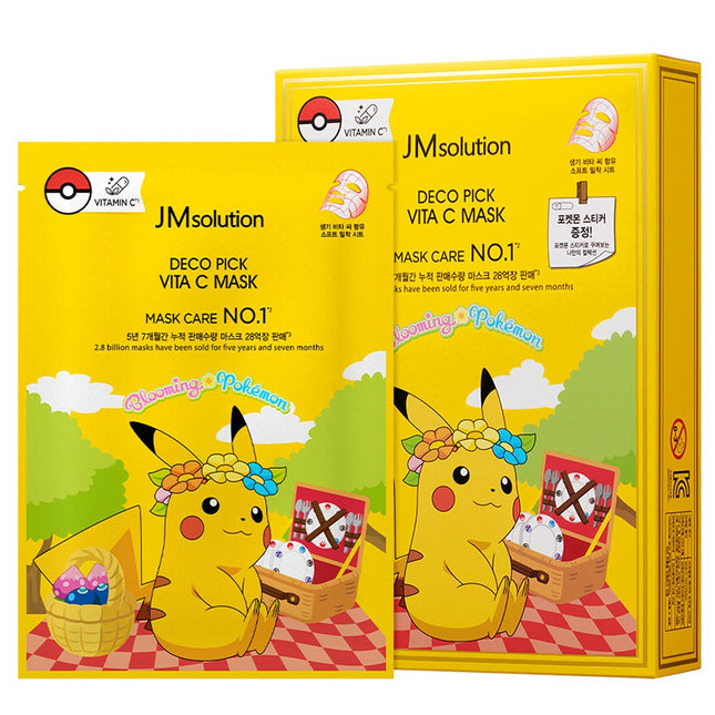 JM SOLUTION Pokemon Deco Pack Vita C Mask Pack + Deco Sticker Random Shipping, 10 Sheets, 1 Pack