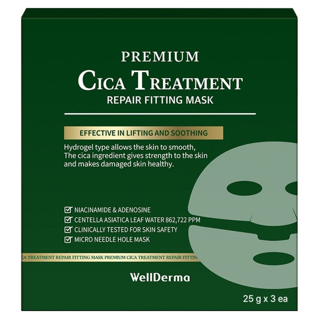 WELLDERMA  Premium Cica Treatment Repair Fitting Mask 25g, 3ea, 1pack