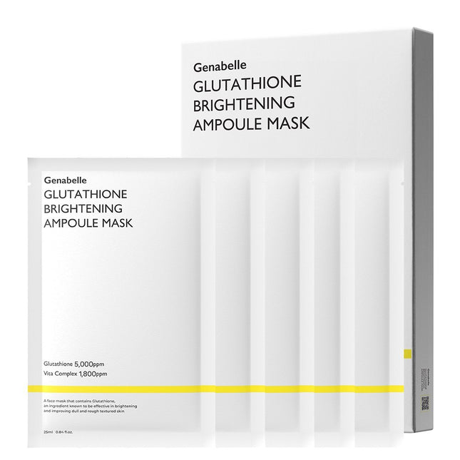 GENABELL  Glutathione Brightening Ampoule Mask 25ml, 5 Count, 2 Pack