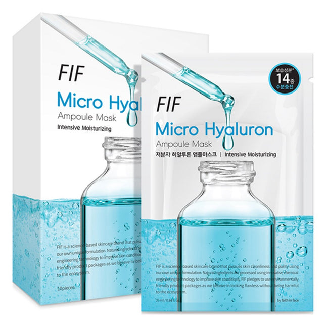 FIF  Low Molecular Hyaluron Ampoule Mask Pack, 10 Sheets, 1 Pack