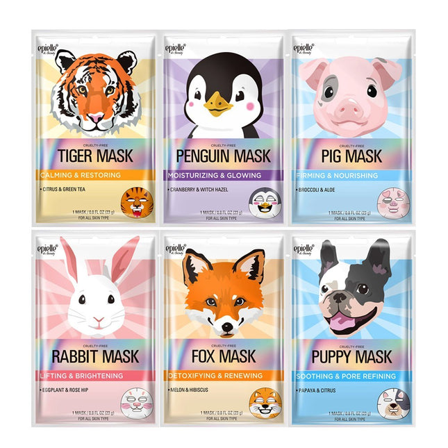 APIEUX  NEW Animal Character Mask Pack Set (6 types, 1 piece)