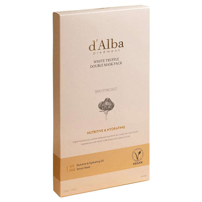 D'ALBA White Truffle Double Nourishing Hydrating Mask 130g, 4 Count, 1 Pack