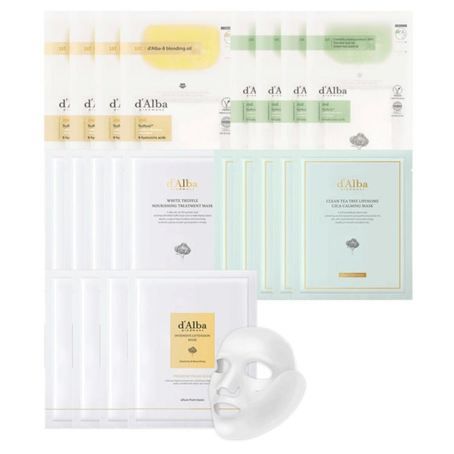 D'ALBA  Mask Pack Nourishing 5p + Cica 5p + Double Soothing 4p + Double Nutrition 4p + Liftension 4p Set, 1 Set
