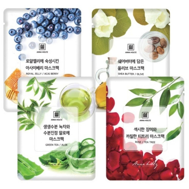ANNAHOLTZ  Mask Pack 25ml x 4 Types Set, 100 Sheets, 1 Set