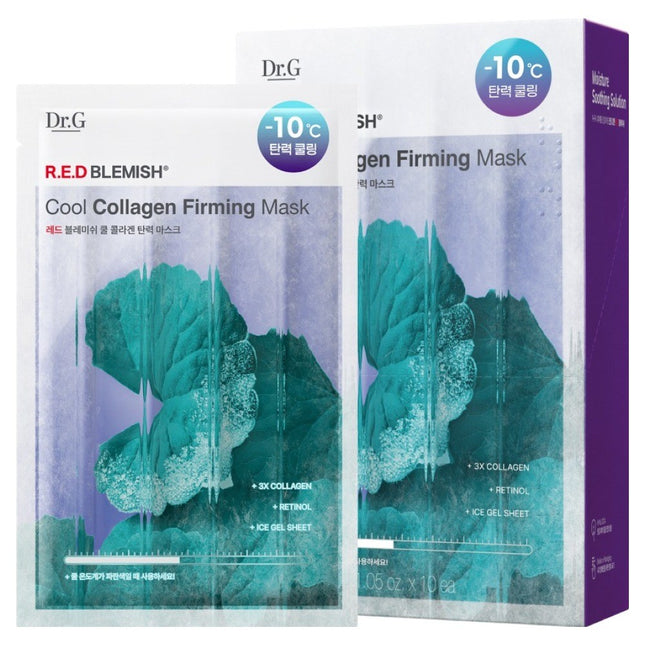 DR.G  Red Blemish Cool Collagen Firming Mask, 10 Sheets, 1 Pack