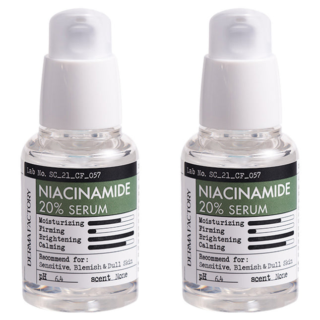 THE DERMA FACTORY  Niacinamide 20% Serum, 30ml, 2 Count