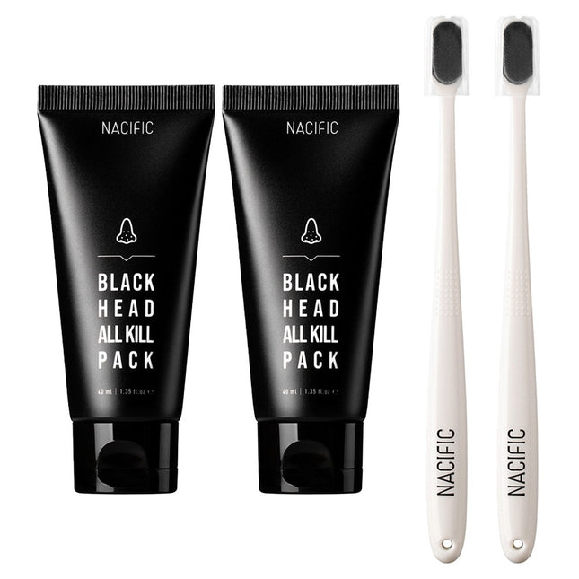NESIFICK  Blackhead All Kill Wash-off Mask Pack + All Kill Brush, 2 Sets, 2 Count