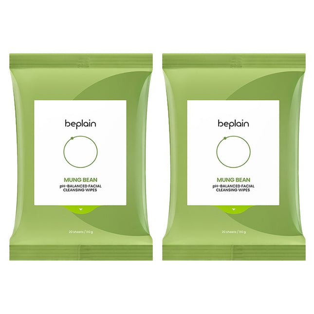 B.CLEAN  mung bean low pH cleansing wipes, 20 sheets, 2 count