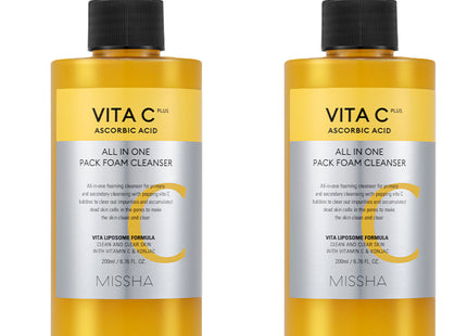 MISSHA  Vita C Plus All-in-One Pack Foam Cleanser, 200ml, 2 Count