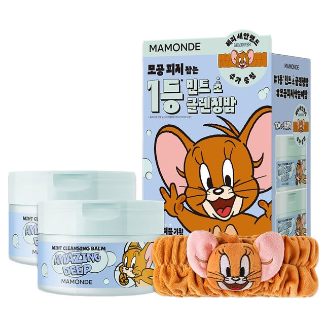 MAMONDE  Tom and Jerry Amazing Deep Mint Cleansing Balm 2p + Headband Set 180ml, 1 Set