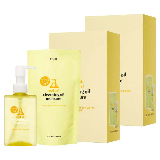 ETUDE HOUSE Etude Real Art Cleansing Oil Moisture 185ml + Refill 185ml Set, 2 Items