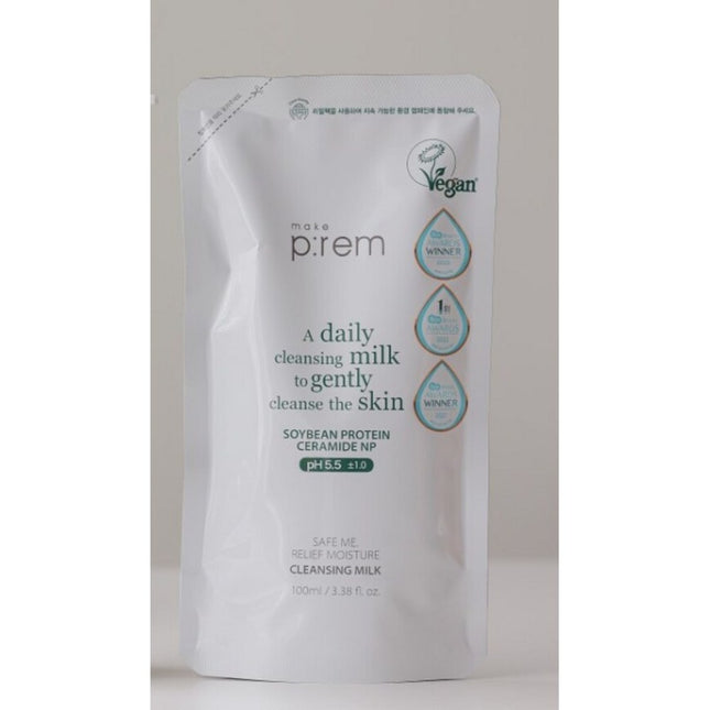 MAKE:PREM  Safe Me Relief Moisture Cleansing Milk Refill 100ml, 2 Count