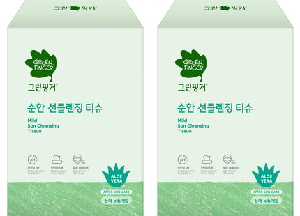 GREENFINGER  Mild Sun Cleansing Tissue 30 Sheets 2 Count