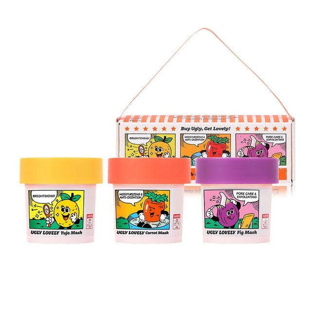 UGLY LOVELY  Little Travelers Yuzu + Carrot + Fig Mask Pack Set, 1 Pack