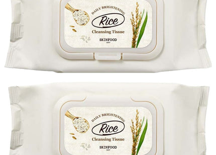 SKINFOOD  Rice Daily Brightening Cleansing Tissues, 80 Count, Pack of 2