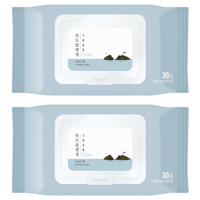 ROUND LAB  1025 Dokdo Cleansing Tissue 30 Count 2 Pack