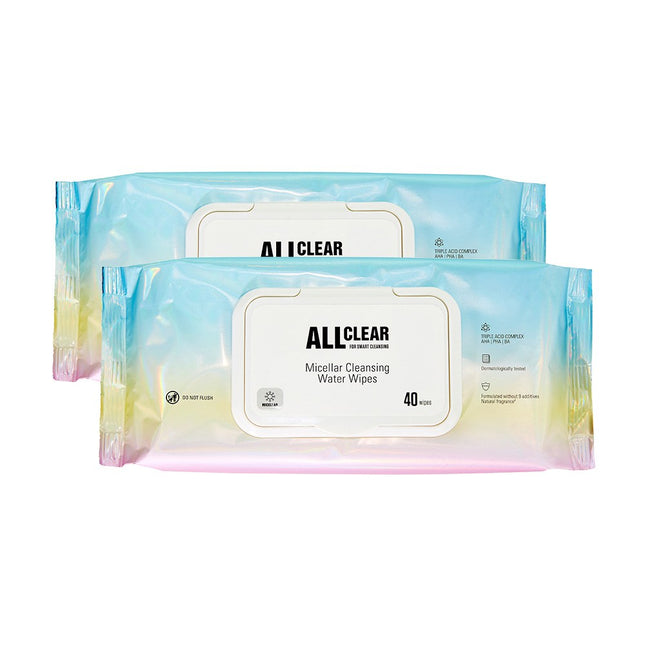 THE FACE SHOP  ALL CLEAR MICELLAR CLEANSING WATER TISSUES, 40 Count, 2 Pack