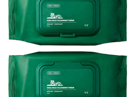 VT COSMETICS VT Cica Mild Cleansing Tissue, 50 Sheets, 2 Pack