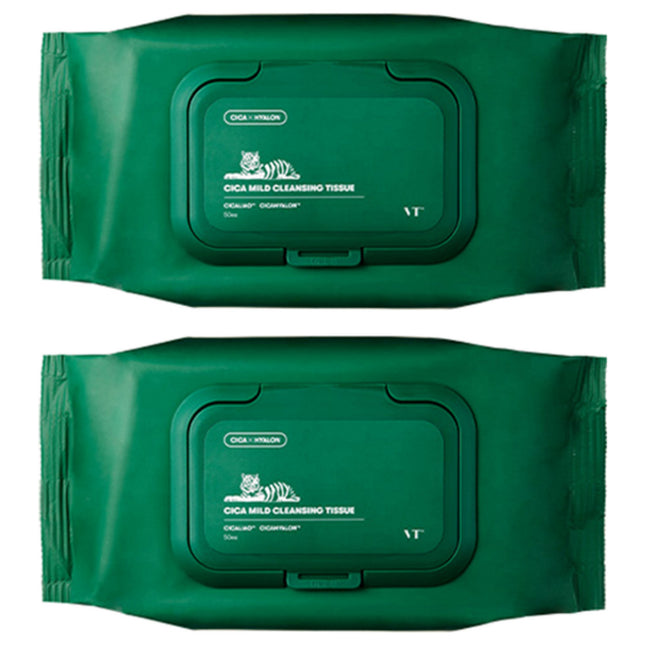 VT COSMETICS VT Cica Mild Cleansing Tissue, 50 Sheets, 2 Pack
