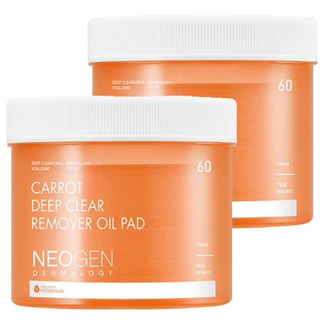 NEOGEN  Dermology Carrot Deep Clear Remover Oil Pad 60 Count 2 Pack