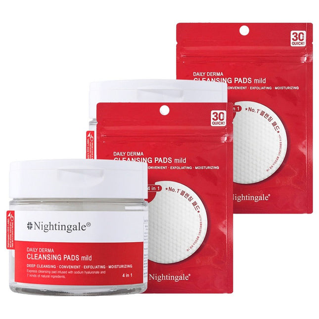 NIGHTINGALE  Daily Derma Cleansing Pad Mild 70ea + 10ea, 70 Count, Set of 2
