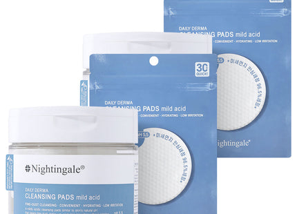 NIGHTINGALE  Daily Derma Cleansing Pad Mild Acid 70p + 10p, 80 count, Pack of 2