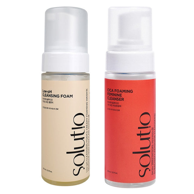 SOLUTIO  Cica Foaming Feminine Cleanser 150ml + pH Balanced Cleanser 150ml Set, 1 Set