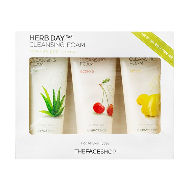 THE FACE SHOP Herb Day 365 Cleansing Foam Set of 3