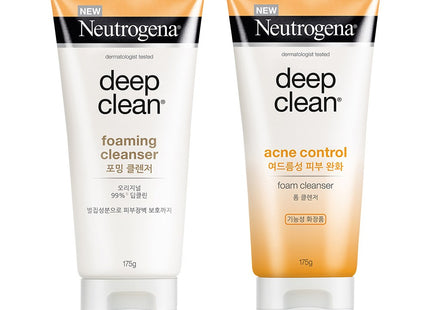 NEUTROGENA  Deep Clean Foam Cleanser 175g + Acne Foam Cleanser 175g Set 2 Types, 1 Set