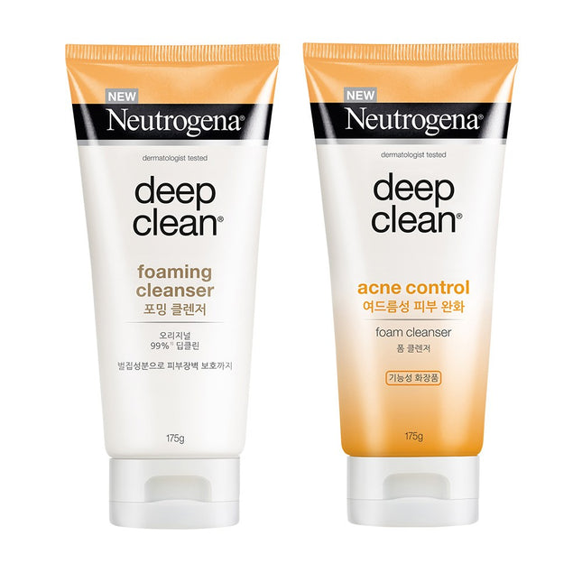 NEUTROGENA  Deep Clean Foam Cleanser 175g + Acne Foam Cleanser 175g Set 2 Types, 1 Set