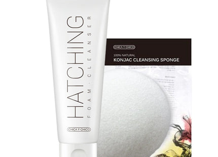 CHIKA ICHICO  Hatching Foam Cleanser Set, Hatching Foam Cleanser + Konjac Sponge, 1 Set, 1 Count