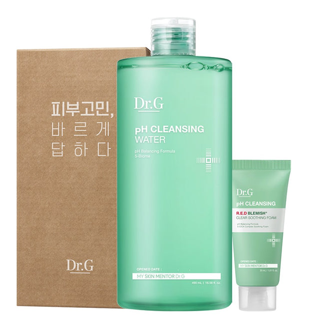 DR.G  RED BLEMISH pH Cleansing Foam 490ml + Red Blemish Clear Soothing Foam 30ml Set