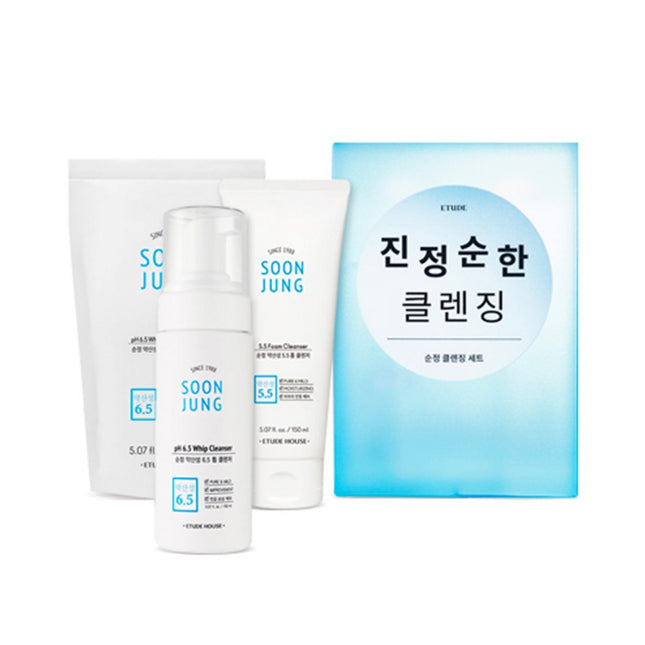 ETUDE Soon Jung pH 6.5 Whip Cleanser 150ml + Refill 150ml + Foam Cleanser 150ml, 1 Set