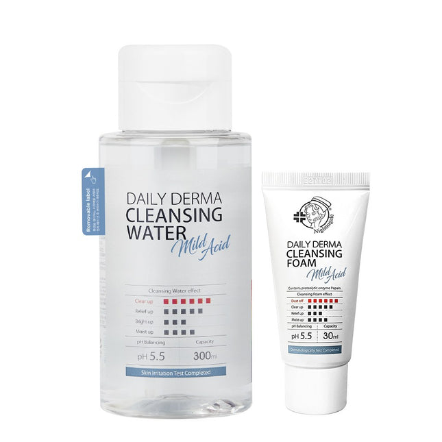 NIGHTINGALE  Mild Cleansing Water 300ml + Mild Foam Cleanser 30ml, 1 Set