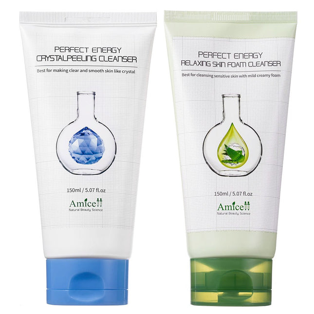 AMICELL  Perfect Energy Crystal Peeling Cleanser 150ml + Relaxing Skin Foam Cleanser 150ml, 1 Set