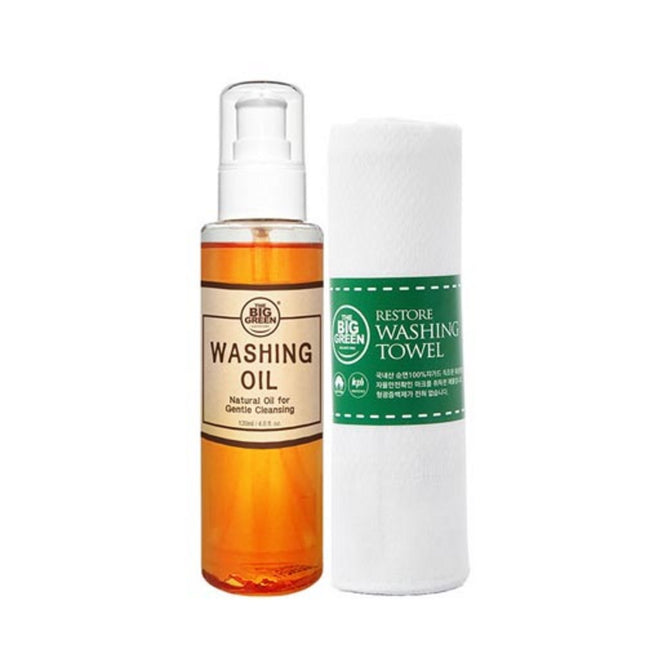 BIG GREEN Big Green Washing Cleansing Oil 120ml + Washing Towel Set, 1 Set