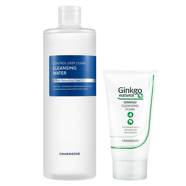 CHARMZONE  Control Deep Cleansing Water 500ml + Ginkgo Cleansing Foam 40ml, 1 Set