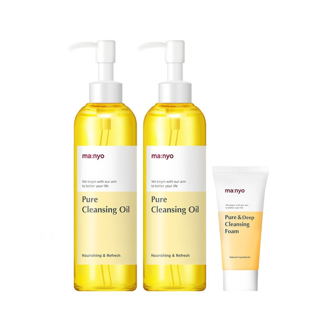 MANYO FACTORY  Pure Cleansing Oil 200ml x 2p + Pure & Deep Cleansing Foam 20ml Set